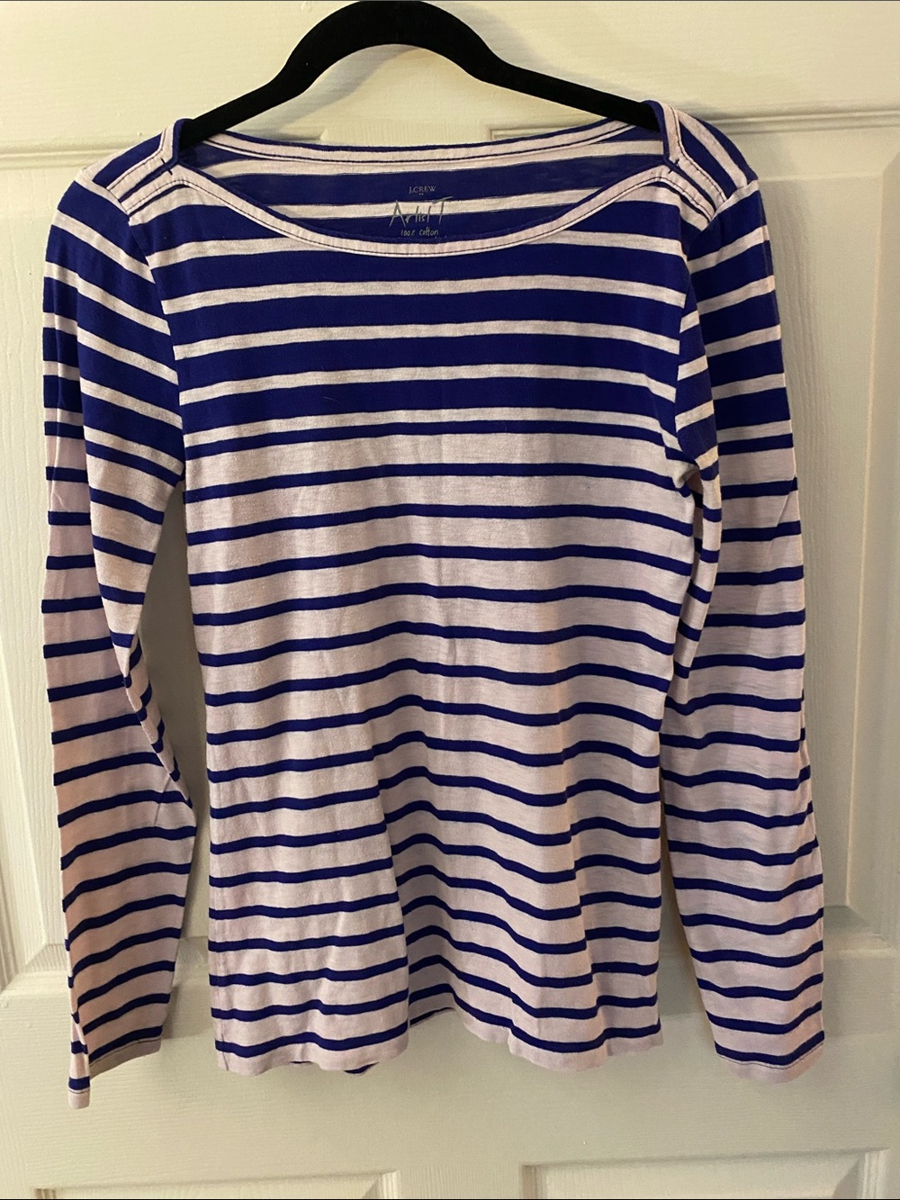 J.Crew Royal Blue and White Striped Long sleeve Artist Tee | Size S